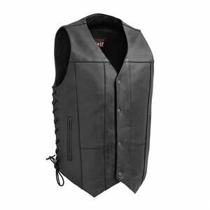NEW FIRST MFG CO. men's top biller motorcycle western style leather vest in blac